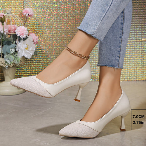 Damen nan spitze Pumps mit strukturierter Vorderkappe, geschwungener Pfennigabsatz und gepolstertem Komfortfußbett EB
