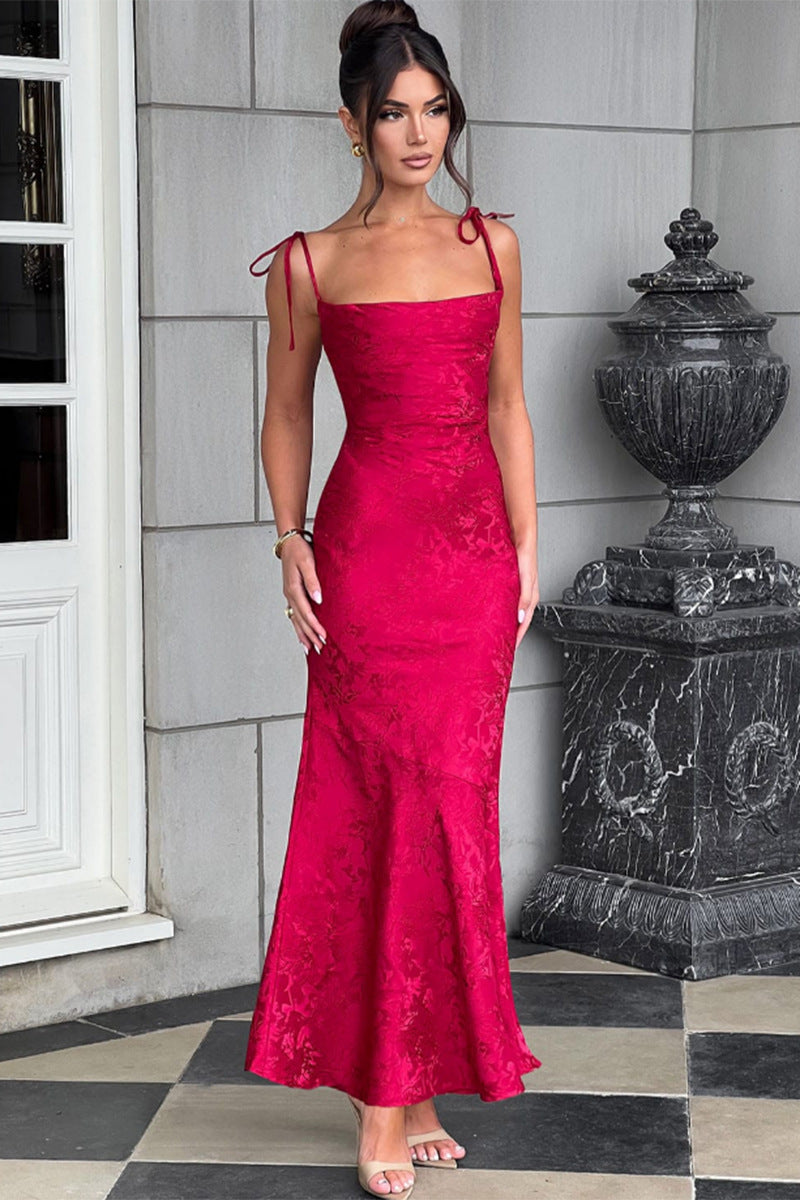Damen Elegantes Maxikleid mit verführerischen Spaghettiträgern EB