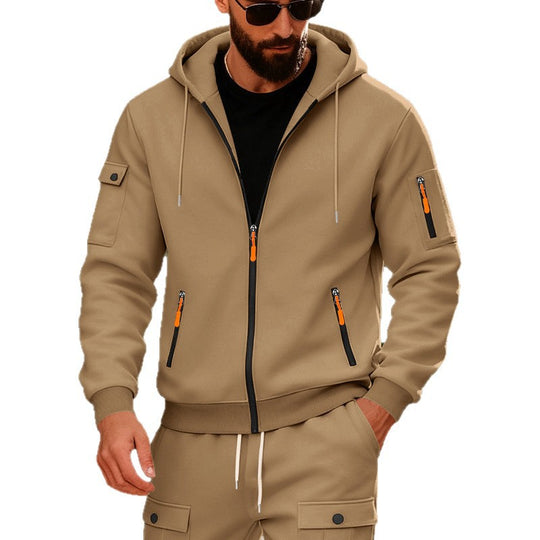 Herren nan Kapuzenjacke mit wasserabweisenden Reißverschlüssen und multifunktionalen Taschen EB
