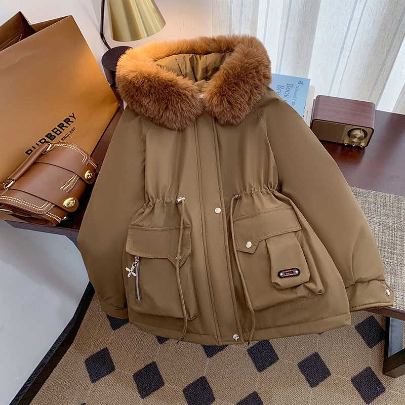 Damen Winterjacke mit abnehmbarem Kunstpelzkragen und praktischen Taschen EB