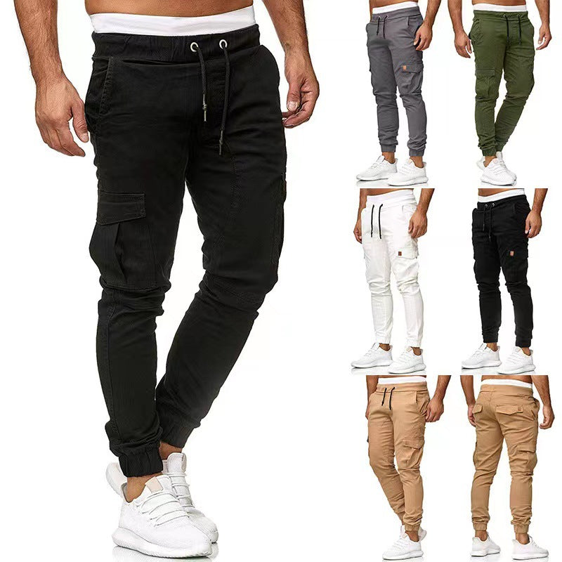 Herren nan taktische Cargo-Jogger mit Tunnelzug, elastischen Bündchen und Mehrfach-Taschen EB