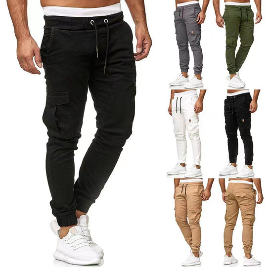 Herren nan taktische Cargo-Jogger mit Tunnelzug, elastischen Bündchen und Mehrfach-Taschen EB