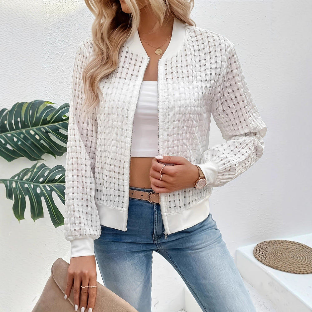 Damen luftige Sweatjacke mit trendigem Strukturdesign EB