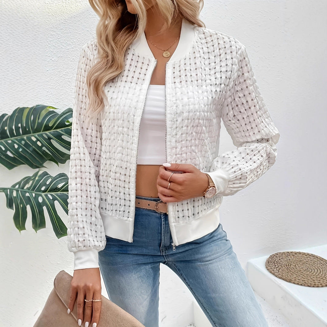 Damen luftige Sweatjacke mit trendigem Strukturdesign EB