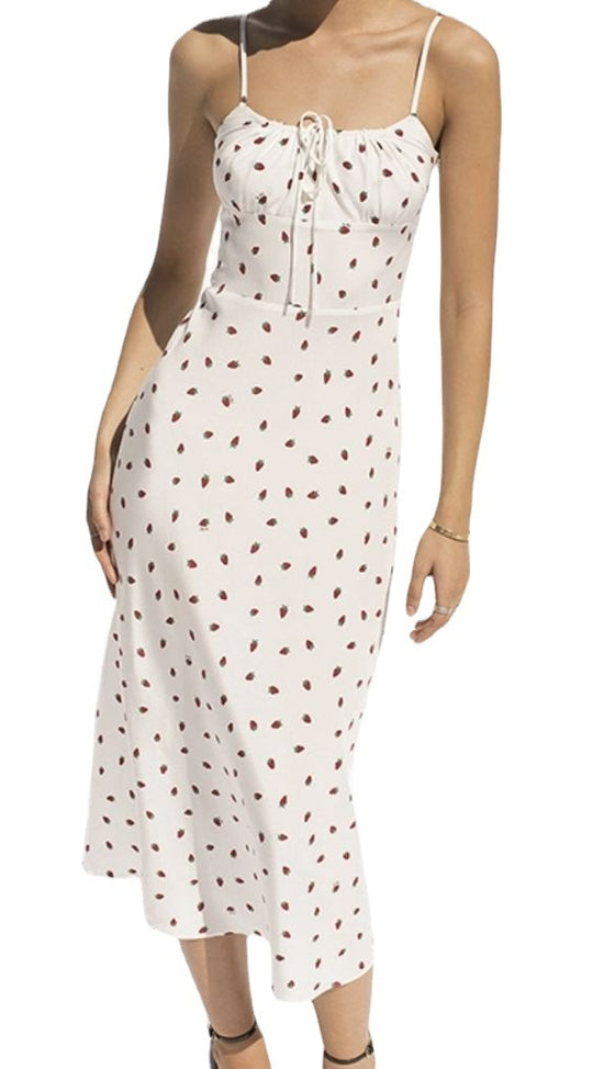 Damen Maxikleid mit feinen Punkten und verstellbaren Spaghettiträgern EB