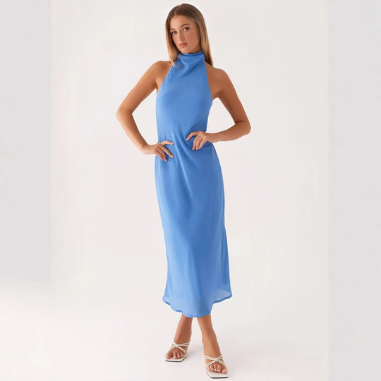 Damen elegantes Maxikleid mit halber Höhe und schmalem Schnitt EB