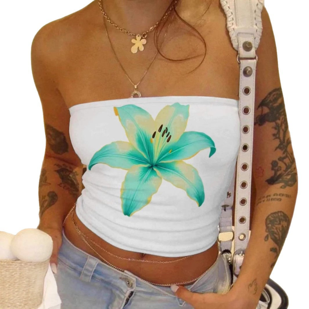 Damen Bandeau-Top mit floralem Design EB