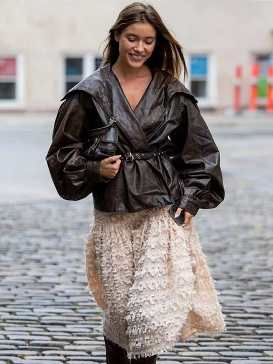 Damen Elegante jacke mit voluminösen Puffärmeln EB