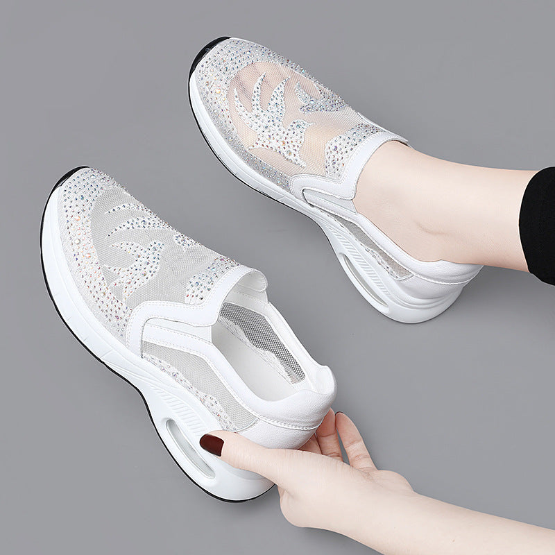 Damen Modische Mesh-Sneakers mit Glitzerakzenten EB