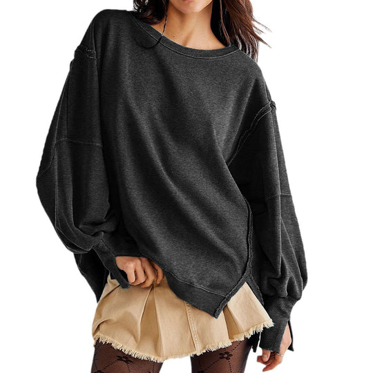 Damen Oversized Sweatshirt im entspannten Stil mit auffälligen Puffärmeln EB