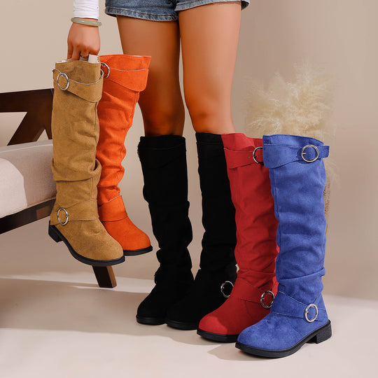 Damen Modische Overknee-Stiefel aus weichem, elastischem Material EB