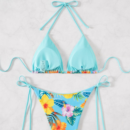 Damen Bikiniset mit floralem Muster und verstellbaren Trägern EB