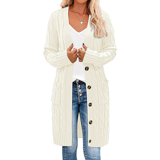 Damen Strickjacke mit tiefem V-Ausschnitt und praktischen Taschen EB