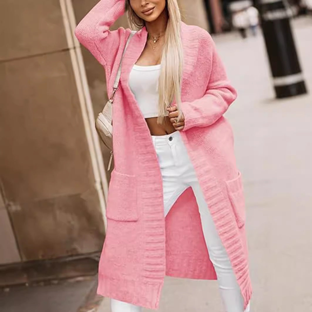 Damen Strickcardigan mit aufgesetzten Taschen und elegantem Design EB