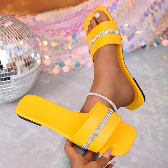 Damen Glamouröse Slide-Sandalen mit beeindruckenden Strass-Akzenten EB
