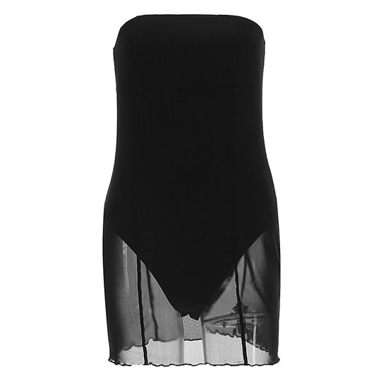 Damen Figurumspielendes Minikleid mit transparentem Unterrock EB