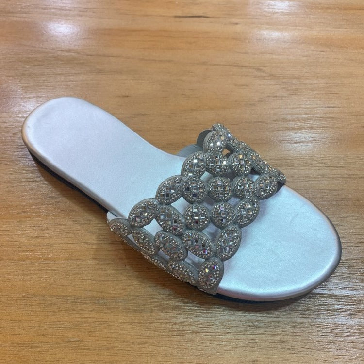 Damen elegante Riemchen-Sandalen mit funkelnden Schmuckelementen EB