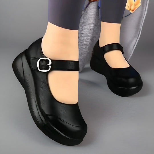 Damen Komfortable Halbschuhe mit verstellbarem Riemen und gepolsterter Innensohle EB