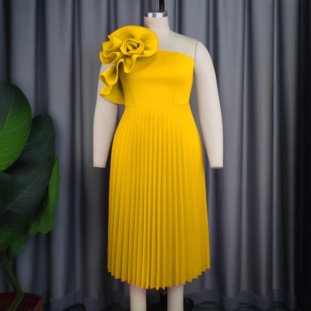 Damen elegantes Cocktailkleid mit voluminöser Blütenapplikation EB