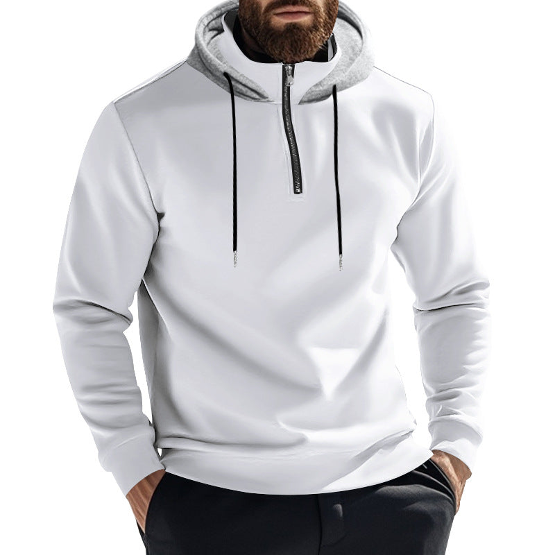Herren nan Halbzip-Kapuzenpullover mit kontrastkapuze, Kordelzug und schmaler Silhouette EB