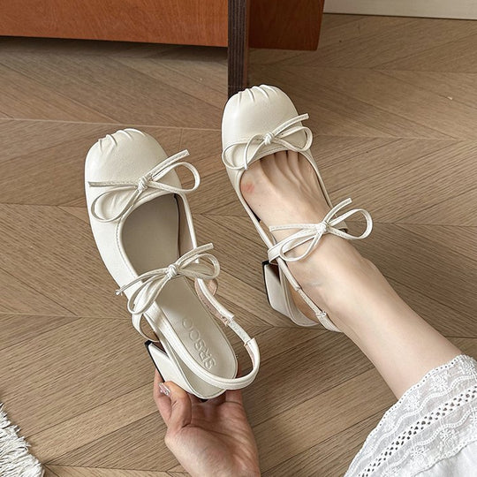 Damen elegante Slingback-Pumps mit modischem Schleifendetail und komfortablem Blockabsatz EB