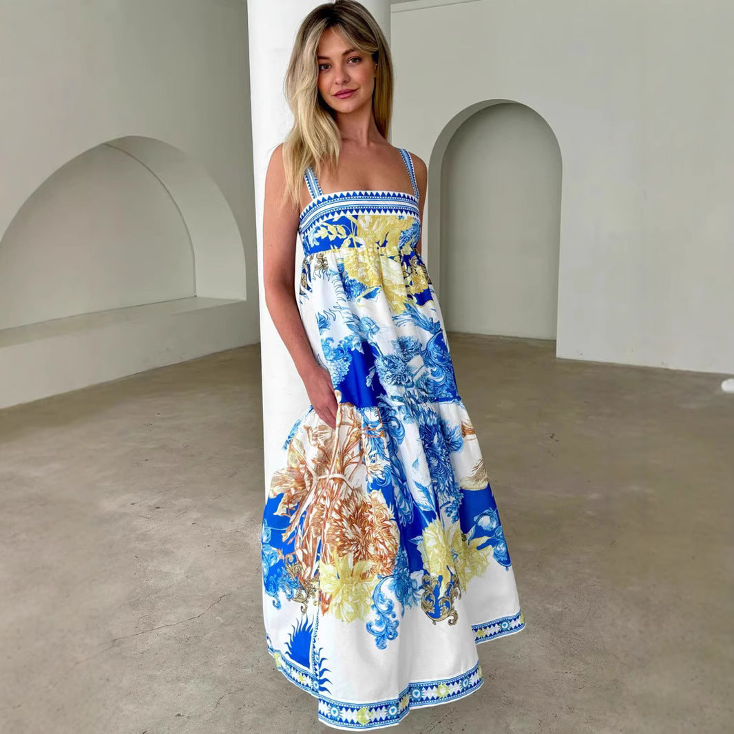 Damen Maxikleid mit floralem Design und luftiger Passform EB