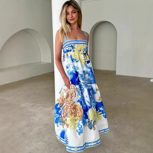 Damen Maxikleid mit floralem Design und luftiger Passform EB