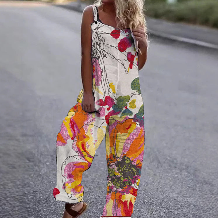 Damen Künstlerische Blumenmuster Overall EB
