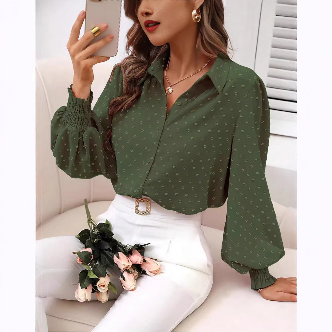Damen Cropped-Bluse mit Struktur, Puffärmeln und Smokbündchen EB
