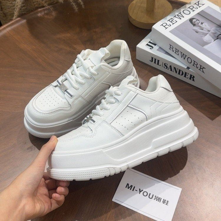 Damen modische Plateau-Sneaker mit rutschfester Sohle und atmungsaktivem Obermaterial EB