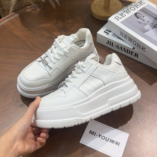 Damen modische Plateau-Sneaker mit rutschfester Sohle und atmungsaktivem Obermaterial EB