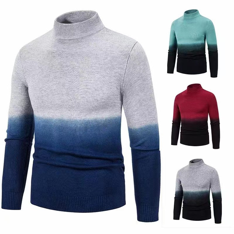 Herren hochqualitativer Rollkragenpullover mit modischem Farbübergang EB