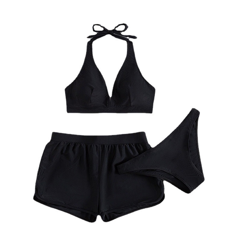 Damen Sportliches Bikini-Set mit leicht gepolstertem Oberteil und elastischen Shorts EB