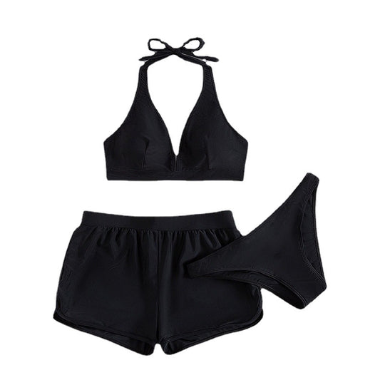 Damen Sportliches Bikini-Set mit leicht gepolstertem Oberteil und elastischen Shorts EB