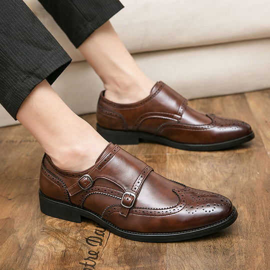 Herren elegante Doppelmonks mit Brogue-Lochung und gepolstertem Komfortfußbett EB