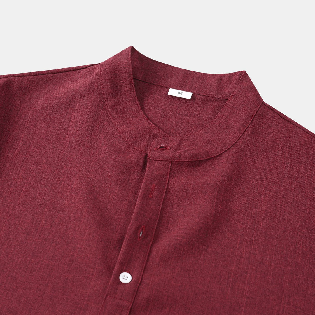 Herren Kurzarm-Hemd mit innovativem Henley-Kragen und lässigem Design EB