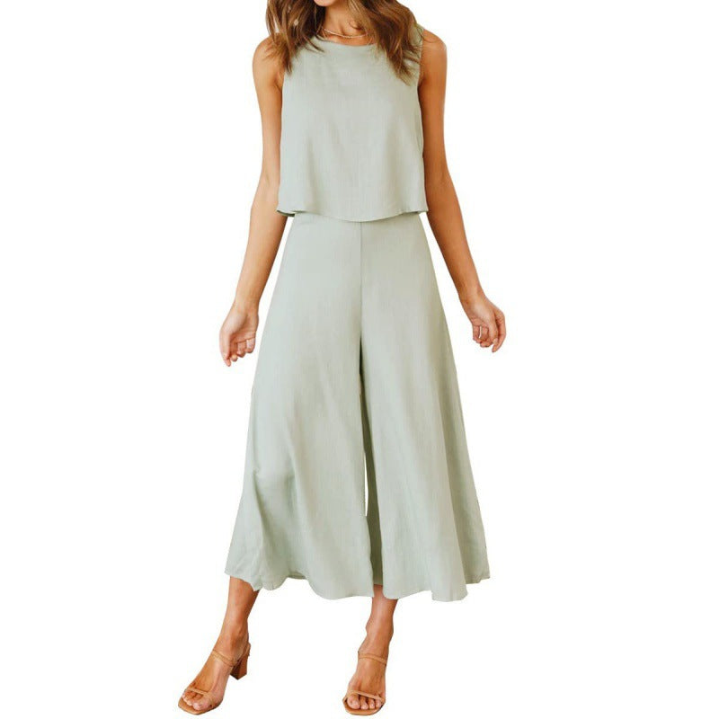 Damen Jumpsuit mit fließendem Schnitt und weitem Bein EB
