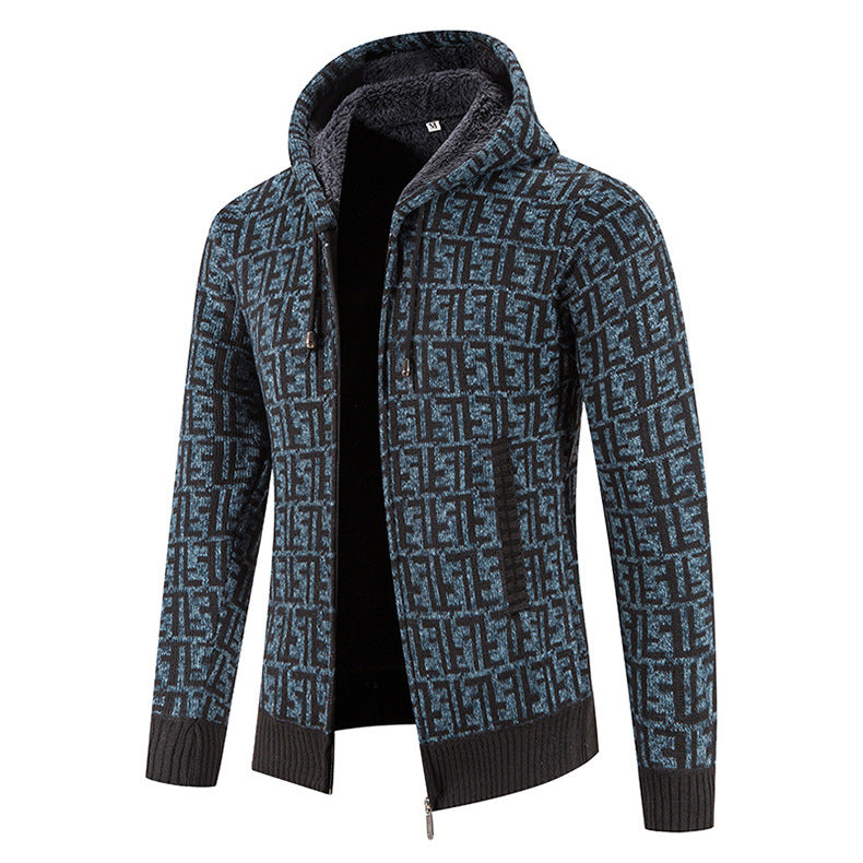 Herren modische Strickjacke mit hochgeschlossenem Kragen EB