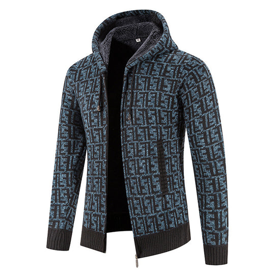 Herren modische Strickjacke mit hochgeschlossenem Kragen EB