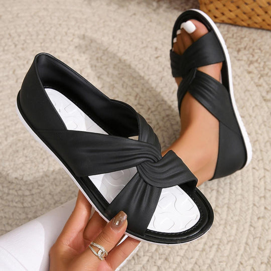 Damen Komfortable Riemchensandalen mit geschwungenem Design EB