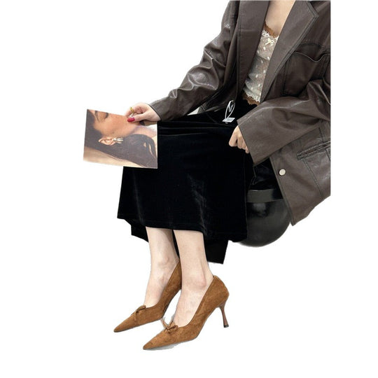 Damen spitze Pumps mit elegantem Schleifendetail EB