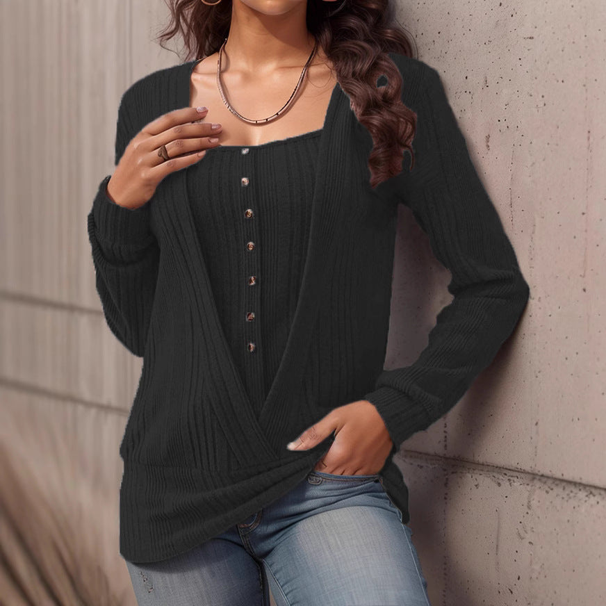 Damen Oversized Strickpullover mit modernem V-Ausschnitt EB