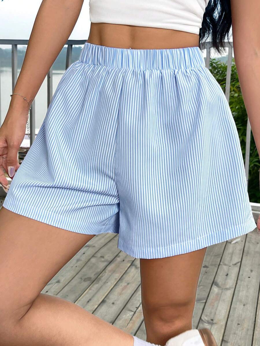 Damen bequeme Baumwollshorts mit gestreiftem Design EB