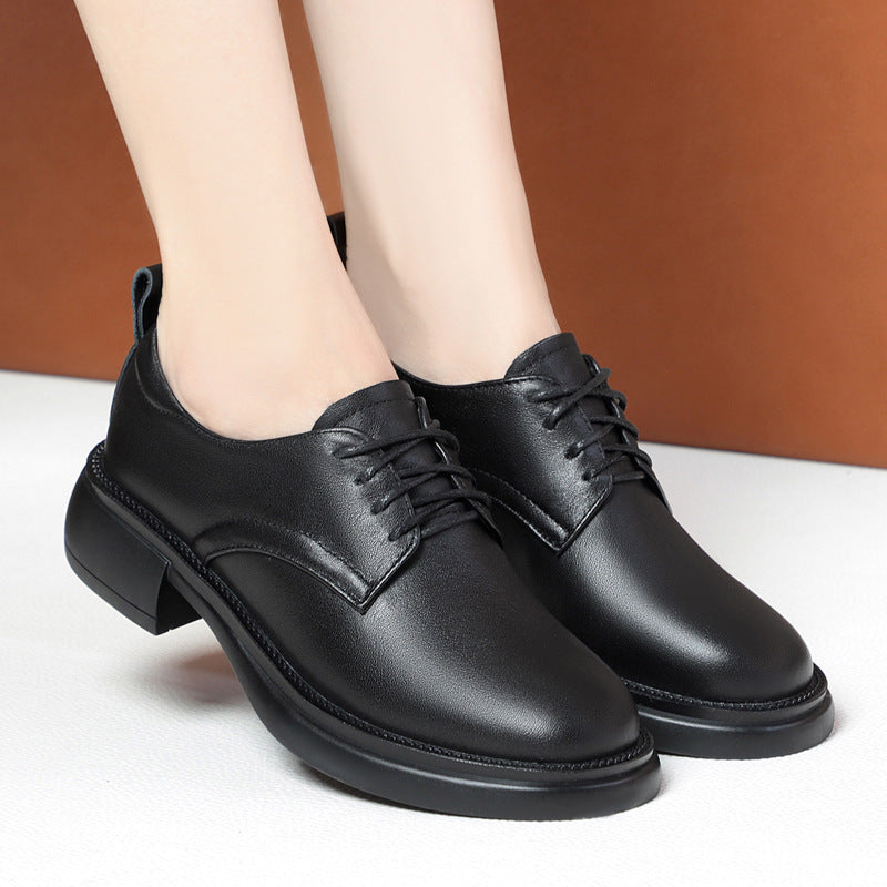 Damen Elegante Schnürschuhe mit komfortablem Blockabsatz und glattem Obermaterial EB
