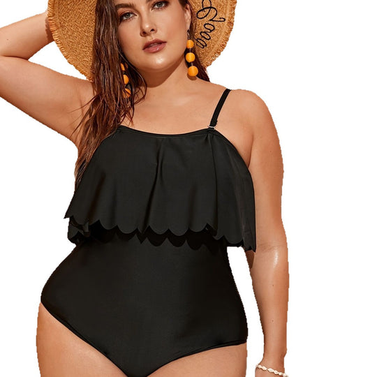 Damen Einteiler Badeanzug mit elegantem Volant-Design EB
