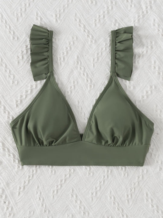 Damen Triangel-Bikinioberteil mit verspielten Rüschen EB