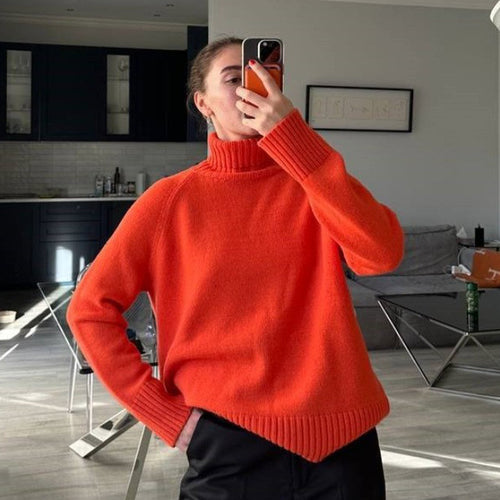 Damen Feinstrickpullover mit hohem Kragen EB