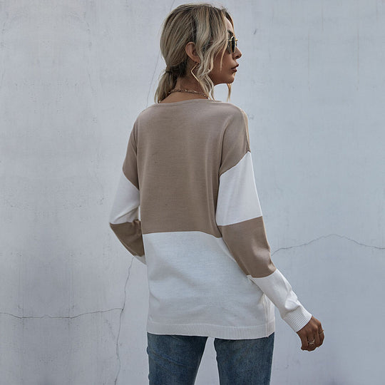 Damen Strickpullover mit modischem V-Ausschnitt und strukturiertem Muster EB