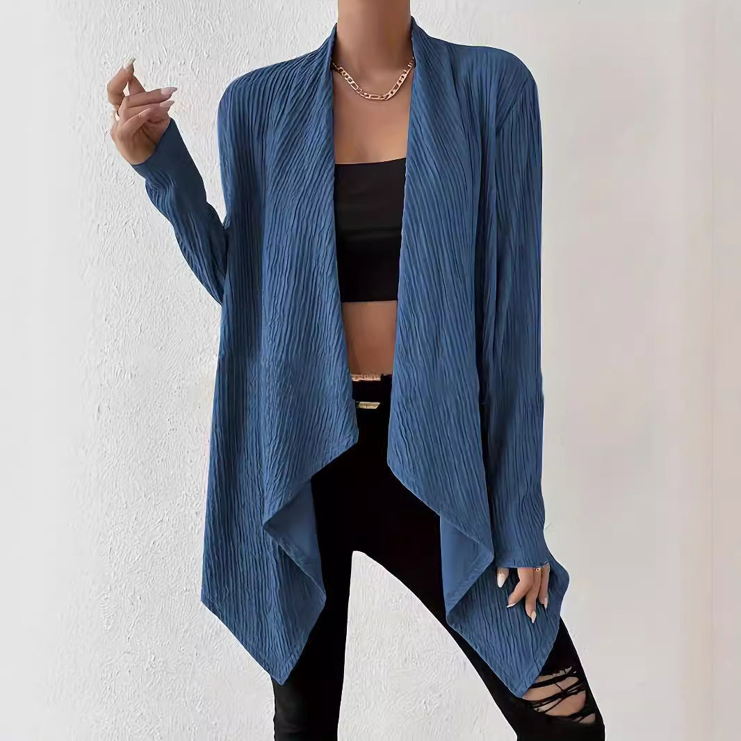 Damen Langärmlige Strickjacke mit strukturiertem Design und offenem Schnitt EB
