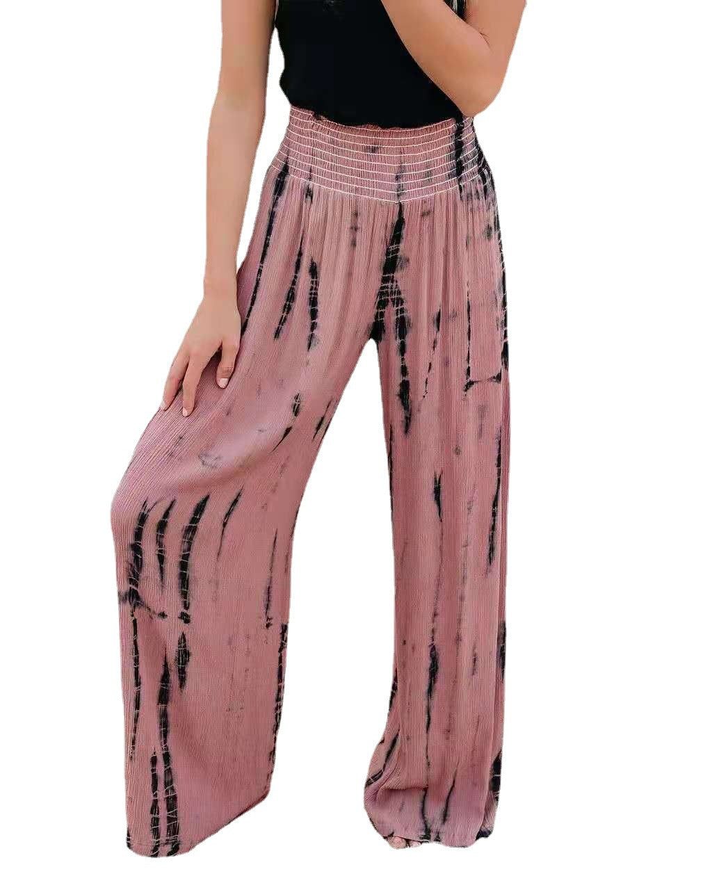Damen Weit geschnittene Plissierte Hose mit elastischem Bund EB